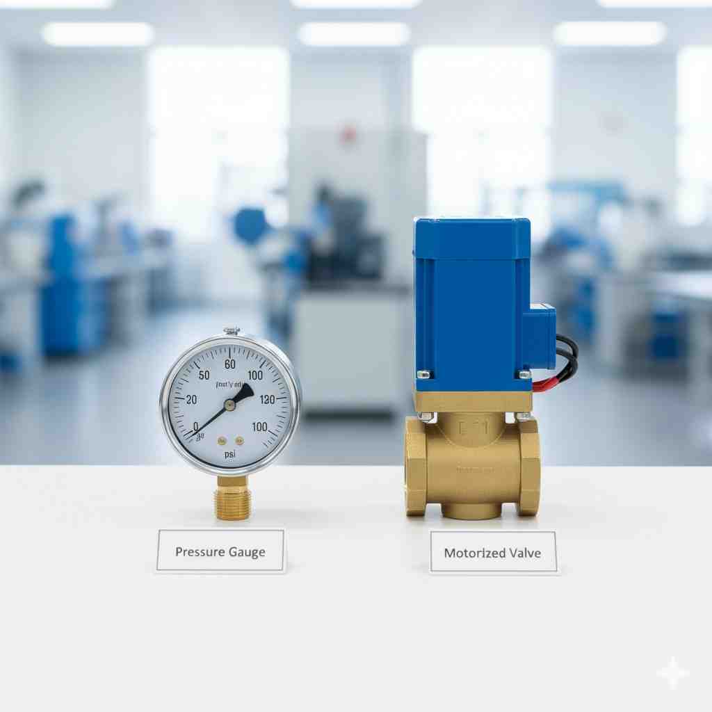 pressure guage & motorized valve